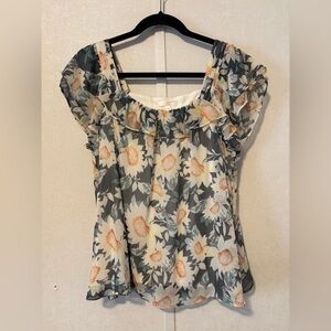 LC Lauren Conrad | Floral Cap Sleeve Blouse | Size Medium
